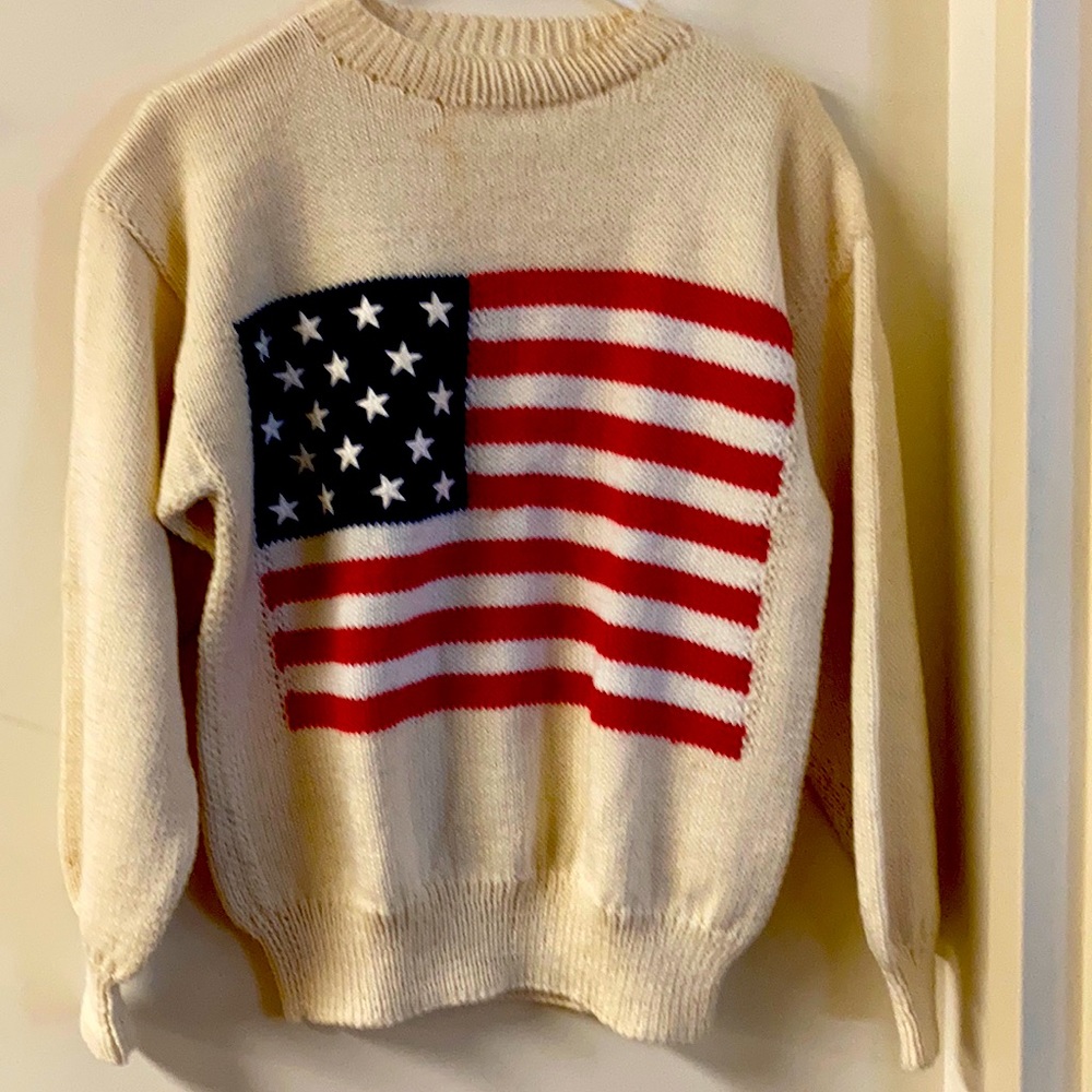 Hand knit American Flag Sweater